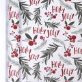 Holly Jolly Christmas wrapping paper roll featuring red berries and green pine branches - Christmas Series - Berries & Leaves Roll