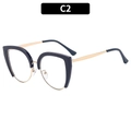 Elegant cat-eye blue light blocking glasses in black and gold metal frame finish - Dark Blue