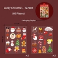 Set di 60 adesivi natalizi con Babbo Natale e renne, decorazioni festive assortite - Adesivi Natalizi TZ7002 (60 Pezzi)