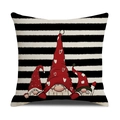 Christmas pillowcase featuring red gnomes with hearts on black and white stripes - B&W Stripes - Gnomes