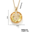 Golden stainless steel cross pendant necklace with rhinestones and size specifications - Yellow Ring Style (N00921-94)