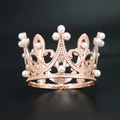 Elegant rose gold round crown for brides with white pearls and vintage metal finish - Alloy / Light Rose Gold