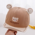 Detail of baby cotton cap featuring sweet bear embroidery and 3D ears design - 48cm(6-24 Months) / Sweet Bear Khaki