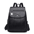 Women's black faux sheepskin backpack with kangaroo logo and large storage capacity - Black