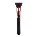 Brocha plana para base de maquillaje con virola de oro rosa y mango negro elegante - Brocha plana / Negro Plano