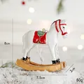 Cavallino a dondolo natalizio vintage in resina bianco e rosso, 8x7,5x2 cm - Bianco