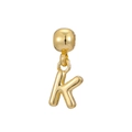 Polished 18k gold plated letter K bubble pendant with a smooth metallic finish - Letter K