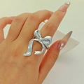 Elegante minimalistische zilveren roestvrijstalen strikring met open band voor dames - Verstelbaar Open / Zilver