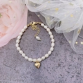 Baroque freshwater pearl bracelet with a golden heart pendant and adjustable lobster clasp - Heart Bracelet