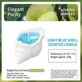 Schelp geurkaars met blauwe geleewas en zeester decoratie, geur van Engelse peer & fresia - Lichtblauwe Schelp/Freesia Geur