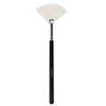 RANCAI professional fan-shaped highlighter brush with white bristles and a long black handle - Small Black & Silver Fan Brush (with Logo)