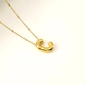 Golden titanium steel necklace featuring a polished 3D balloon initial C pendant - Letter C(S-P062-C)