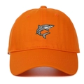 Detailed embroidery of a gray shark on a high-quality orange cotton baseball cap - Adjustable / Orange