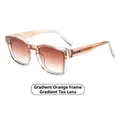 Retro rectangle sunglasses with orange gradient transparent frames and brown lenses - Gradient Orange Frame Gradient Tea Lens