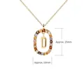 Gold letter D pendant necklace with colorful crystals in an oval frame, 15mm size - Gold Letter D