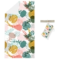 Quick-dry double-sided fleece beach towel with tropical monstera and palm leaves pattern - Dreamy Leaves (Single-sided Print with Cloth Bag)