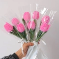 Pink tulip pipe cleaner bouquet with ten flowers in premium wrapping paper - Finished Medium Pink Tulip
