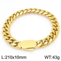 Golden Cuban link bracelet in 210x10mm size with polished finish for men - Gold Bracelet