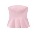 Pink strapless peplum top with slimming seams and structured fit in summer style - XS / Pink