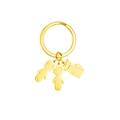 Golden metal keychain featuring two cartoon boys and a cat charms on a polished ring - 1 Cat 2 Boys / Gold