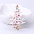Christmas tree brooch with colorful rhinestones on white enamel and gold plating - White Drip Oil Multicolor Stone Style (Christmas Tree 27)