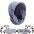 Sky blue knitted hooded scarf for women made of soft cashmere-like material - Sky Blue