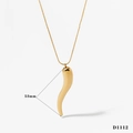 Golden stainless steel necklace featuring a polished 53mm Italian cornincello chili pendant - Gold Large Necklace (D1112)