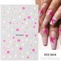 Adesivi per unghie a farfalla stile dark STZ-X018 con stelle colorate e pois su unghie - Stella Pois Colorati Rosa Bianco (STZ-X018)