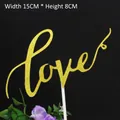 Golden glitter love cake topper 15cm x 8cm for romantic wedding party decoration - Love Gold