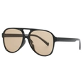 Classic double bridge aviator sunglasses with black frame and brown tinted lenses - Black Frame Light Tea Lens