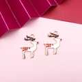 Golden reindeer alloy charms with white enamel and red dots for Christmas DIY jewelry - 10# White Reindeer