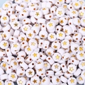 White acrylic round beads with golden star patterns for DIY children jewelry making - 4x7mm Gold Star (100pcs)