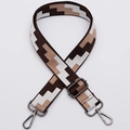 Adjustable wide replacement strap with brown and white geometric zigzag weaving pattern - No. 319 / Gunmetal