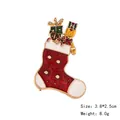 Christmas stocking brooch with nutcracker and green gift box in festive red alloy - Christmas Sock 1