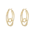 Pendientes de doble aro dorados con diseño geométrico minimalista y acabado pulido - Estilo Anidado de Doble Bucle / Dorado
