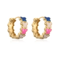 18K gold plated hoop earrings with colorful enamel butterfly charms on white background - Gold Butterfly Multi-color
