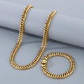 Set collana e bracciale a catena barbazzale dorata con chiusura quadrata su display - Bracciale 20CM / 9mm Oro