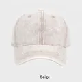 Casquette de baseball en jean de coton lavé beige avec un style vintage - Réglable (54-58cm) / Beige
