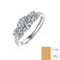 Anillo ajustable de plata S925 con tres piedras moissanita y certificado GRA - Anillo de Moissanita (Con Certificado GRA)