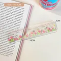 Cute pink tulip and rabbit acrylic 15cm ruler for students on a vintage book backdrop - Tulip Rabbit