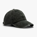 Klassische gewaschene dunkelgraue Baumwoll-Baseballkappe mit Vintage-Finish und Schirm - M (56-60cm) / Blanko-Stil (Ohne Bestickung) / Dunkelgrün