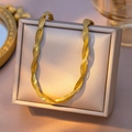 Double-layered 18K gold-plated double mirror cross herringbone chain necklace - Gold Necklace