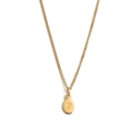 Polished golden oval pendant necklace featuring a minimalist engraved letter P charm - Necklace + Pendant P