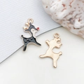 DIY black enamel reindeer charm with red nose and gold-plated finish for jewelry making - Christmas Deer (14270) / 1 Piece (14x21mm) / Black