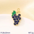 Grape charm pendant in gold and blue enamel for DIY stainless steel bracelets - Blue Grape (KLJ10771-ZLA)