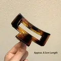 8,5 cm große Haarklammer mit Schildpattmuster, rechteckigem Design und Bernstein-Finish - Bernstein Rechteckig 8,5cm