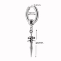 Vintage stainless steel huggie hoop earring with a 26mm sword pendant in silver finish - Sword