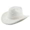 Dettaglio della consistenza in pelliccia sintetica bianca e tesa larga del cappello cowboy - M (56-58cm) / Bianco Crema