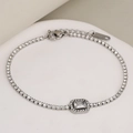 Silver stainless steel tennis bracelet featuring a central rectangular zircon stone - Silver Square