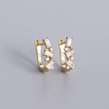 Pendientes de aro en U de plata S925 dorada con circonitas cúbicas brillantes - Oro (Zirconia Blanca)